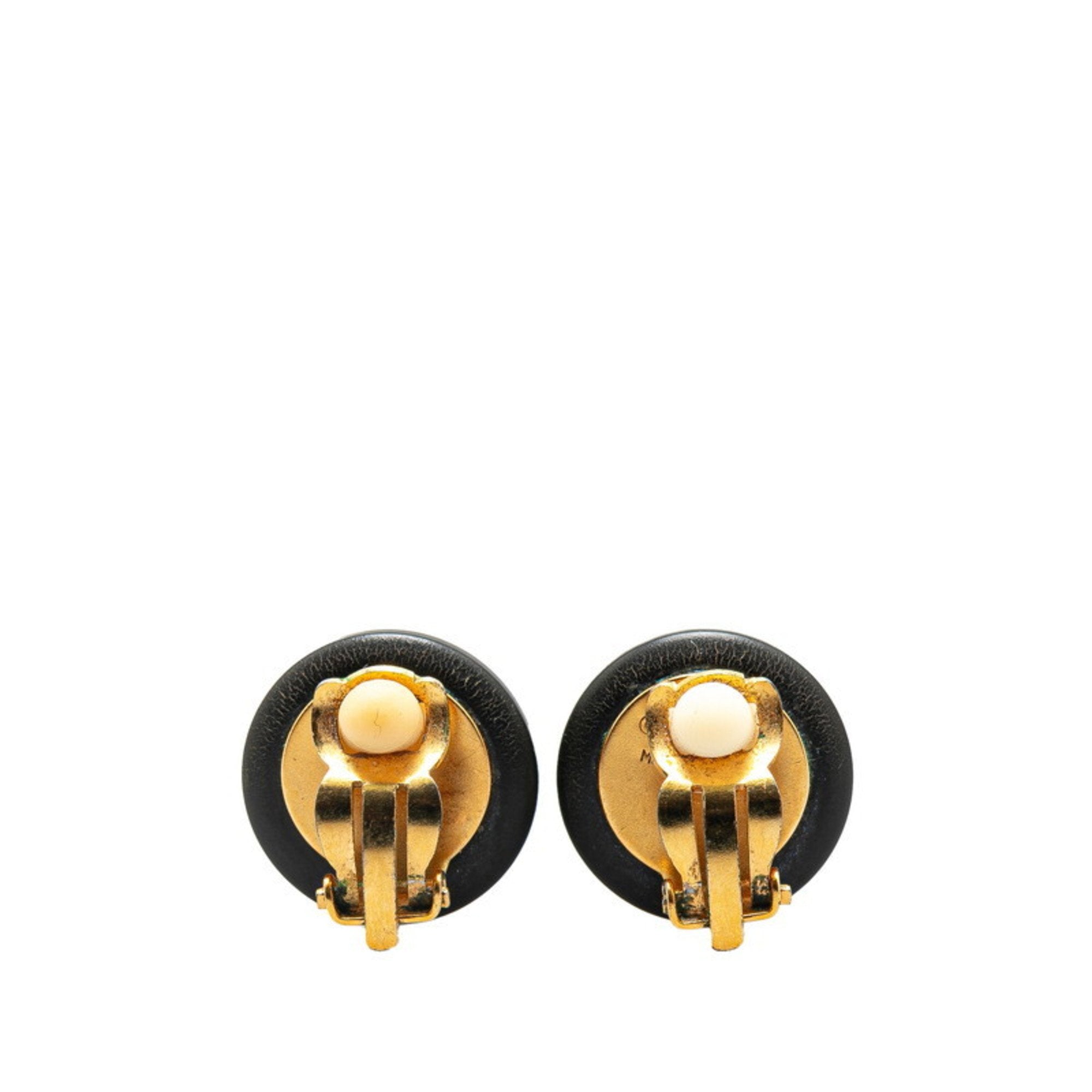 CC Logo Round Clip-On Earrings Gold-Tone Metal