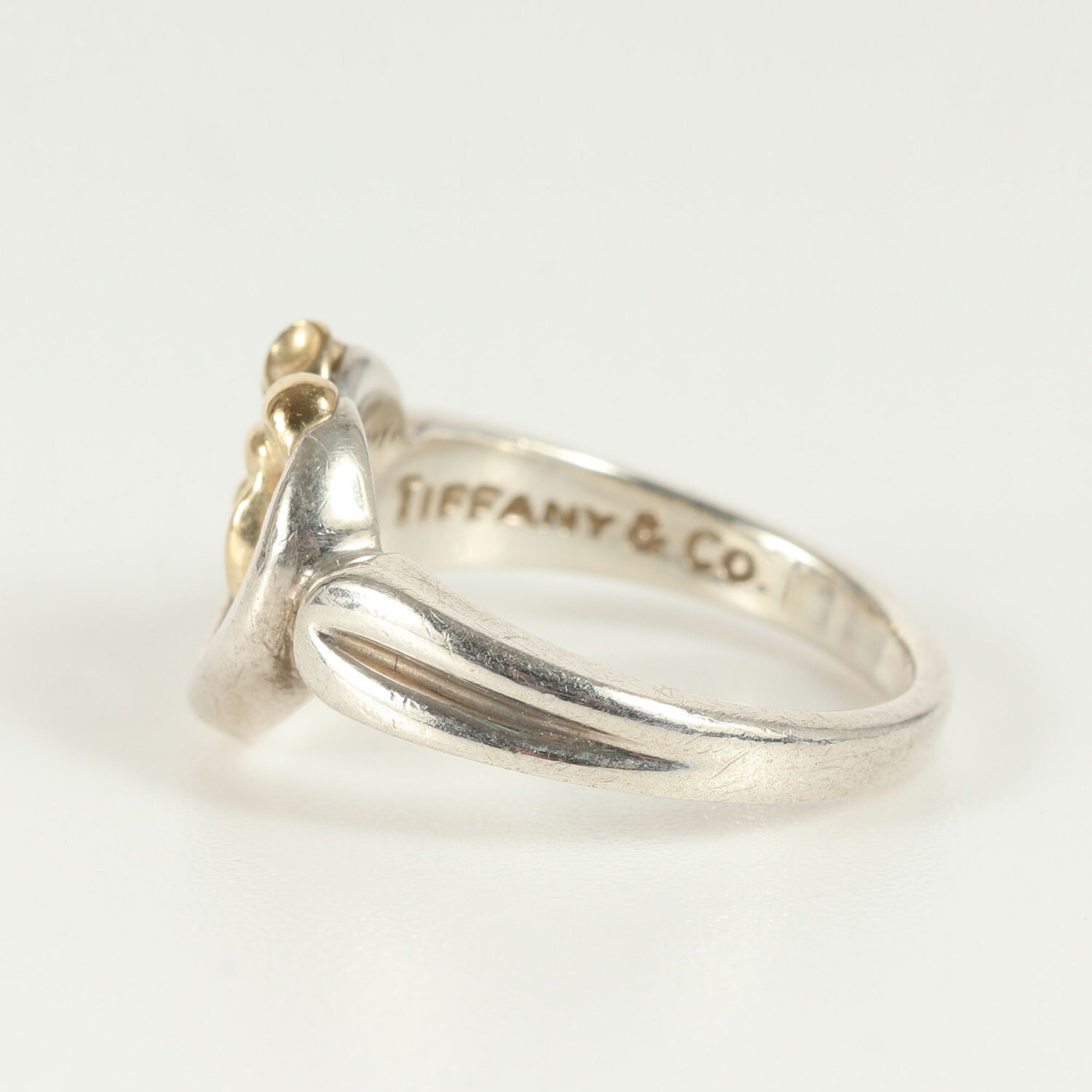 Heart Ribbon Combination Ring Sterling Silver and 18K Yellow Gold