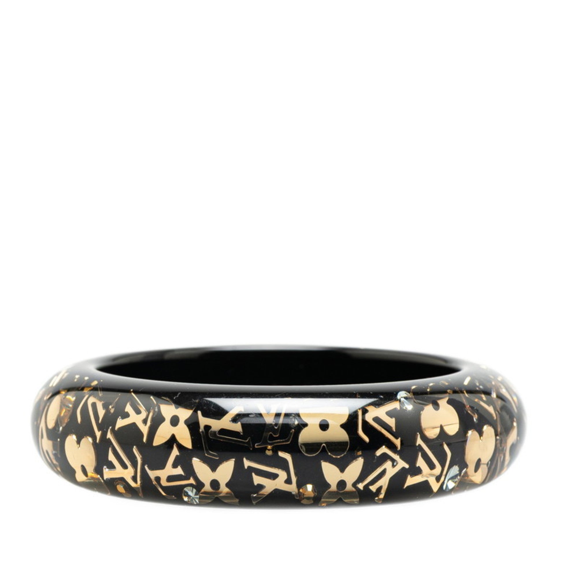 Monogram Bracelet Resin Black and Gold with Swarovski