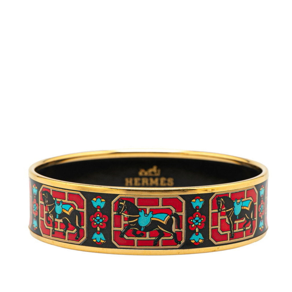 Enamel Bangle Bracelet Black Multicolor
