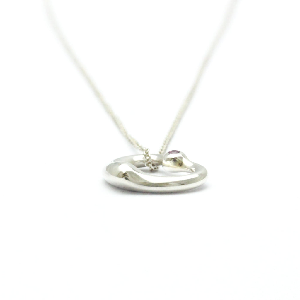 Open Heart Pendant Necklace Sterling Silver 15.3mm