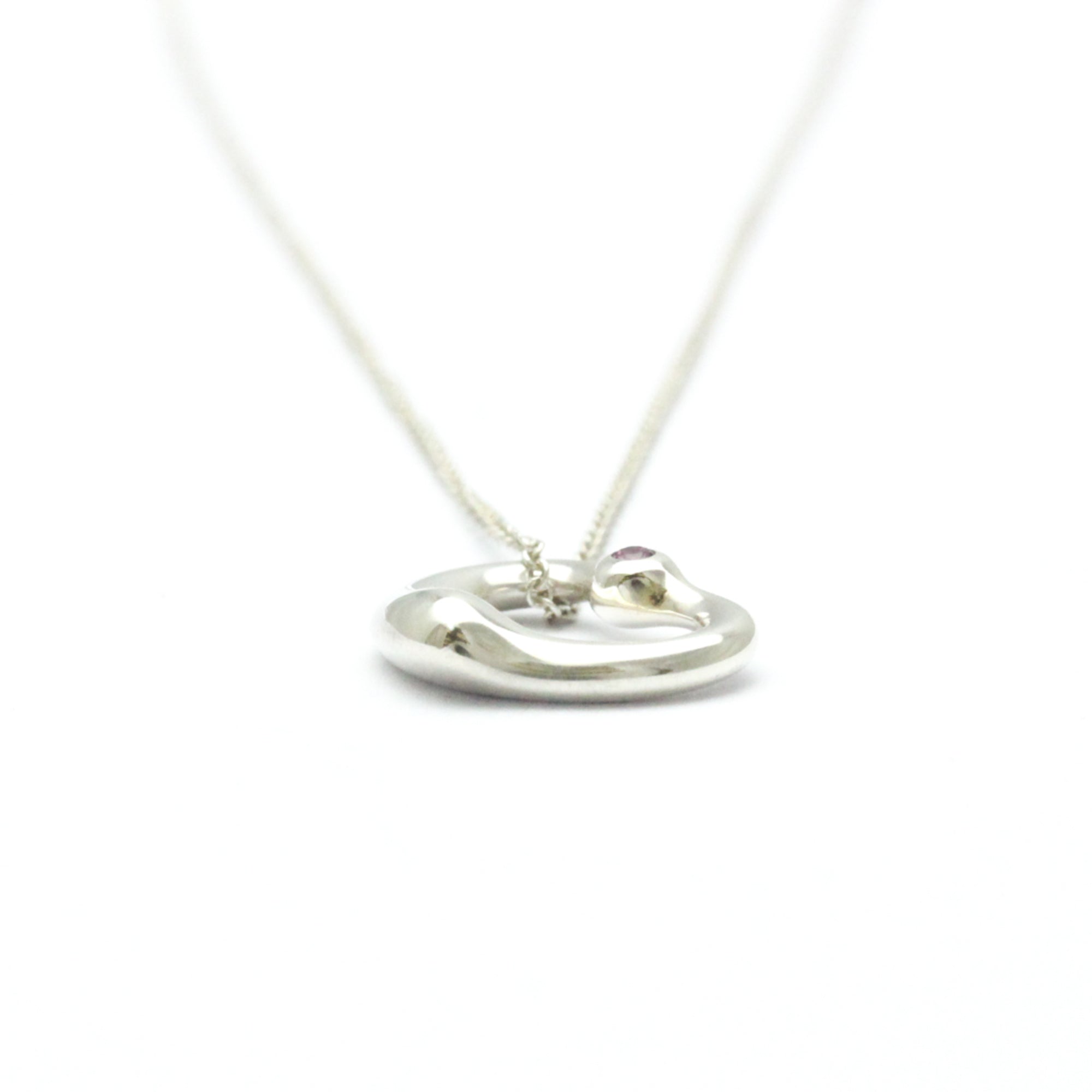 Open Heart Pendant Necklace Sterling Silver 15.3mm