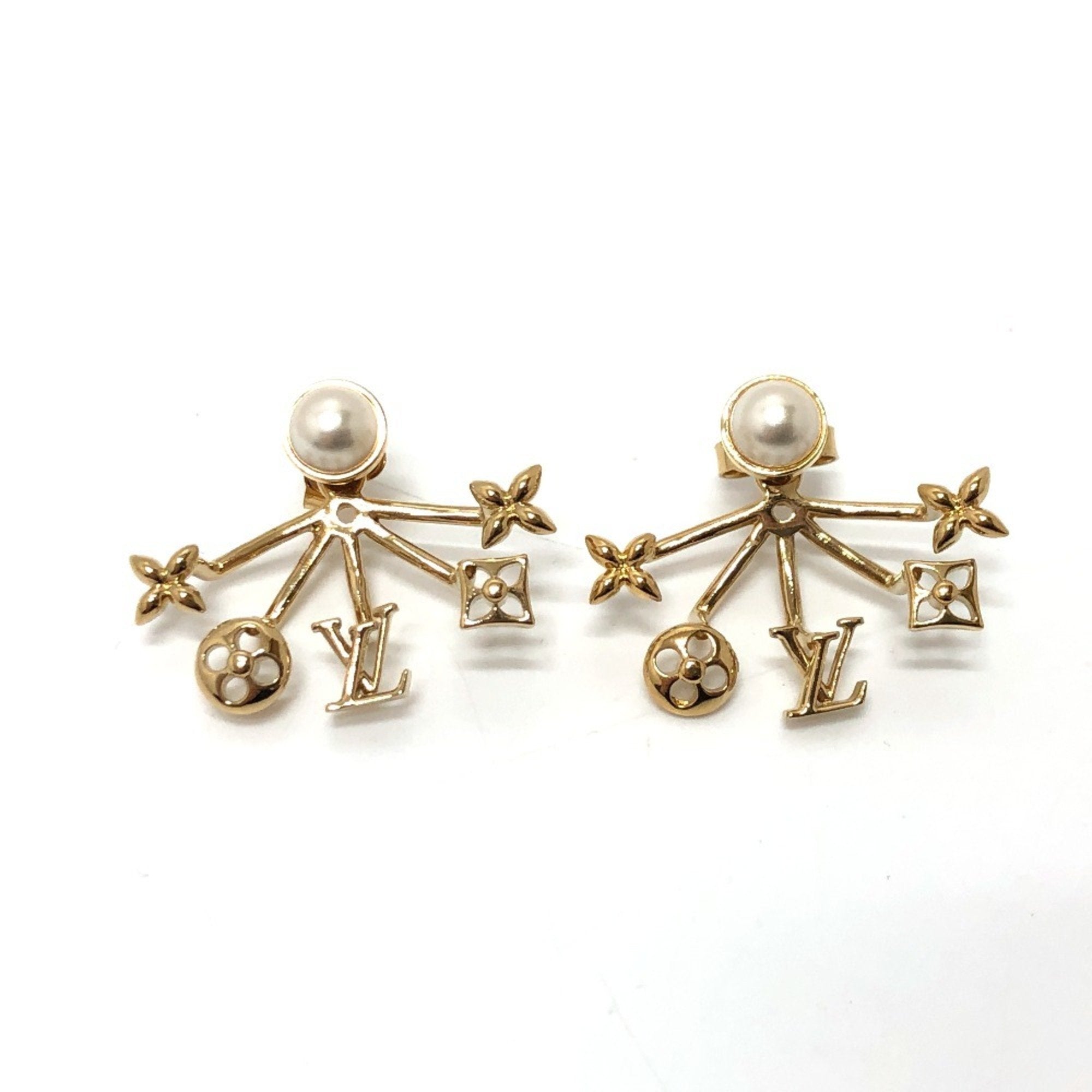 Pearl Clip-On Earrings Brass and Metal