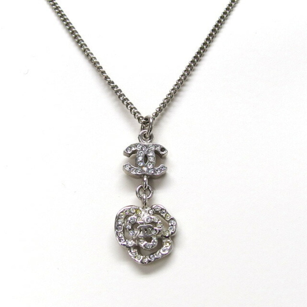 CC Logo Pendant Necklace Silver-Tone Metal