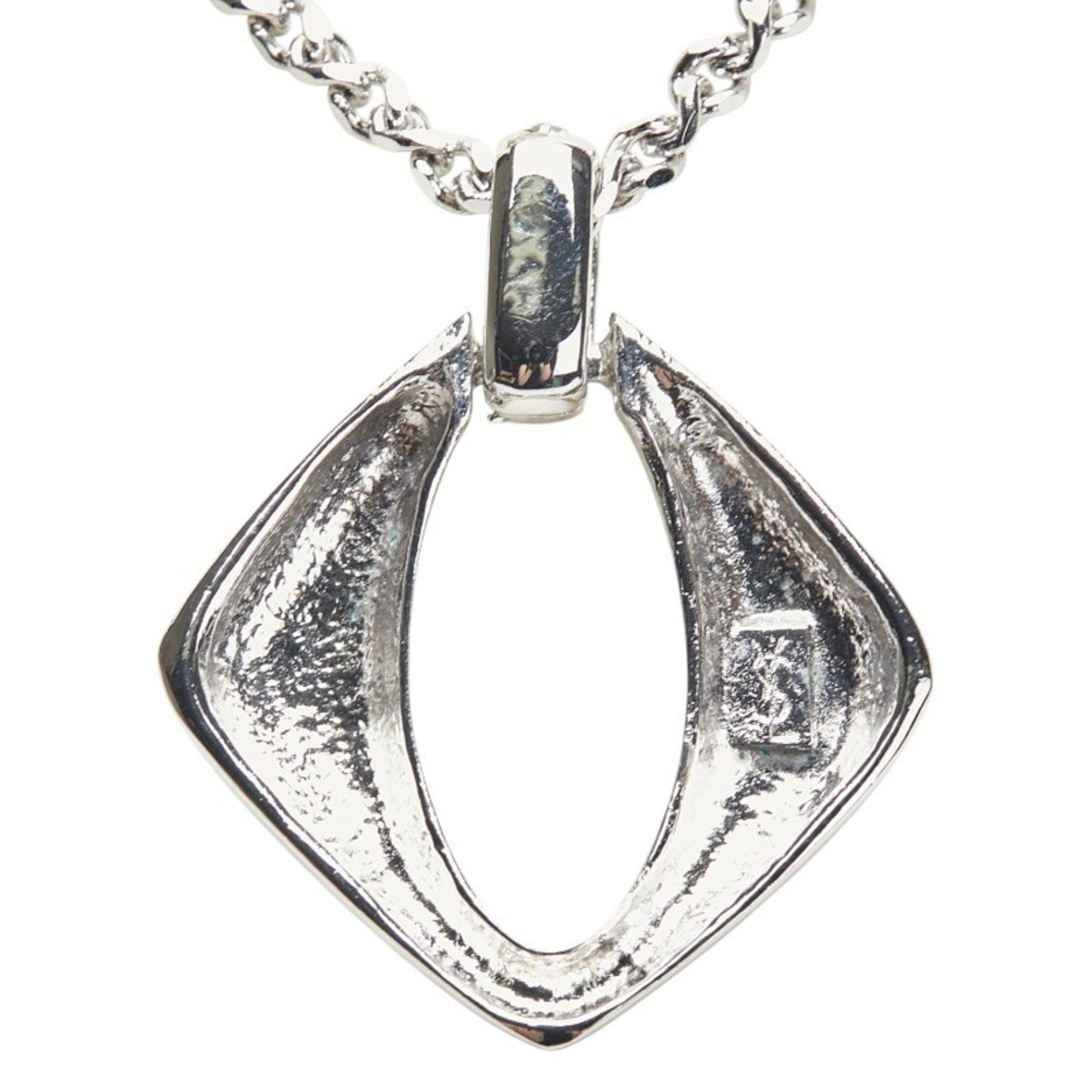 Pendant Necklace Silver Metal with Rhinestone