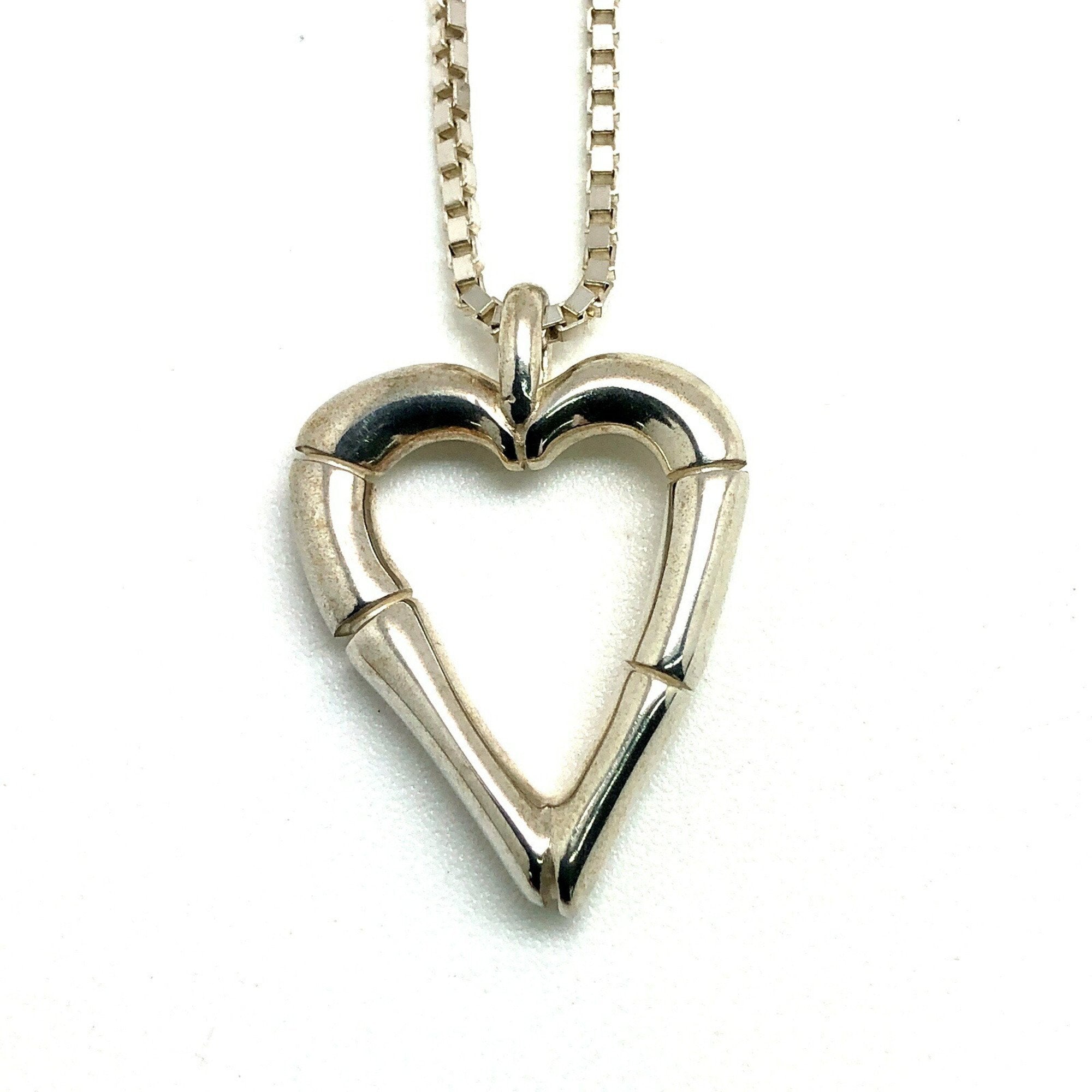 Heart Bamboo Pendant Necklace Sterling Silver