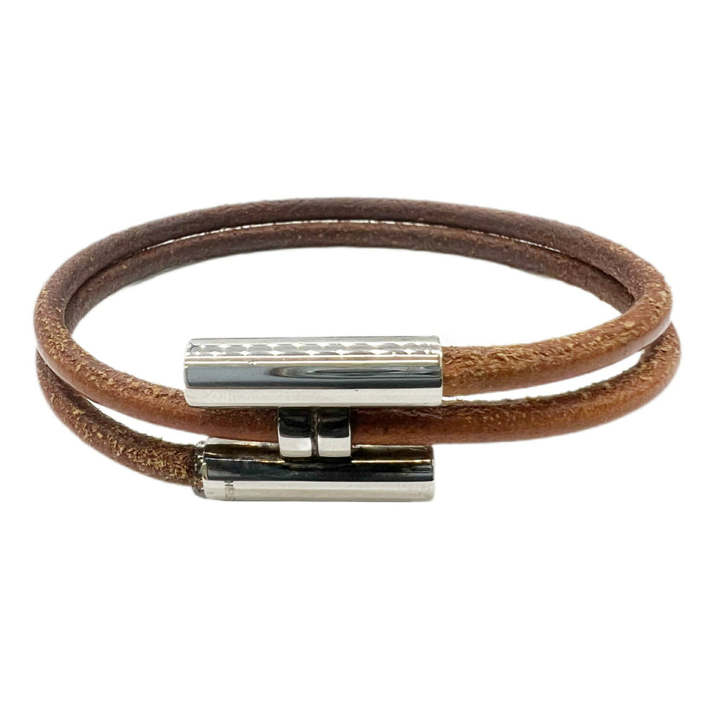 Bracelet Brown Leather and Metal