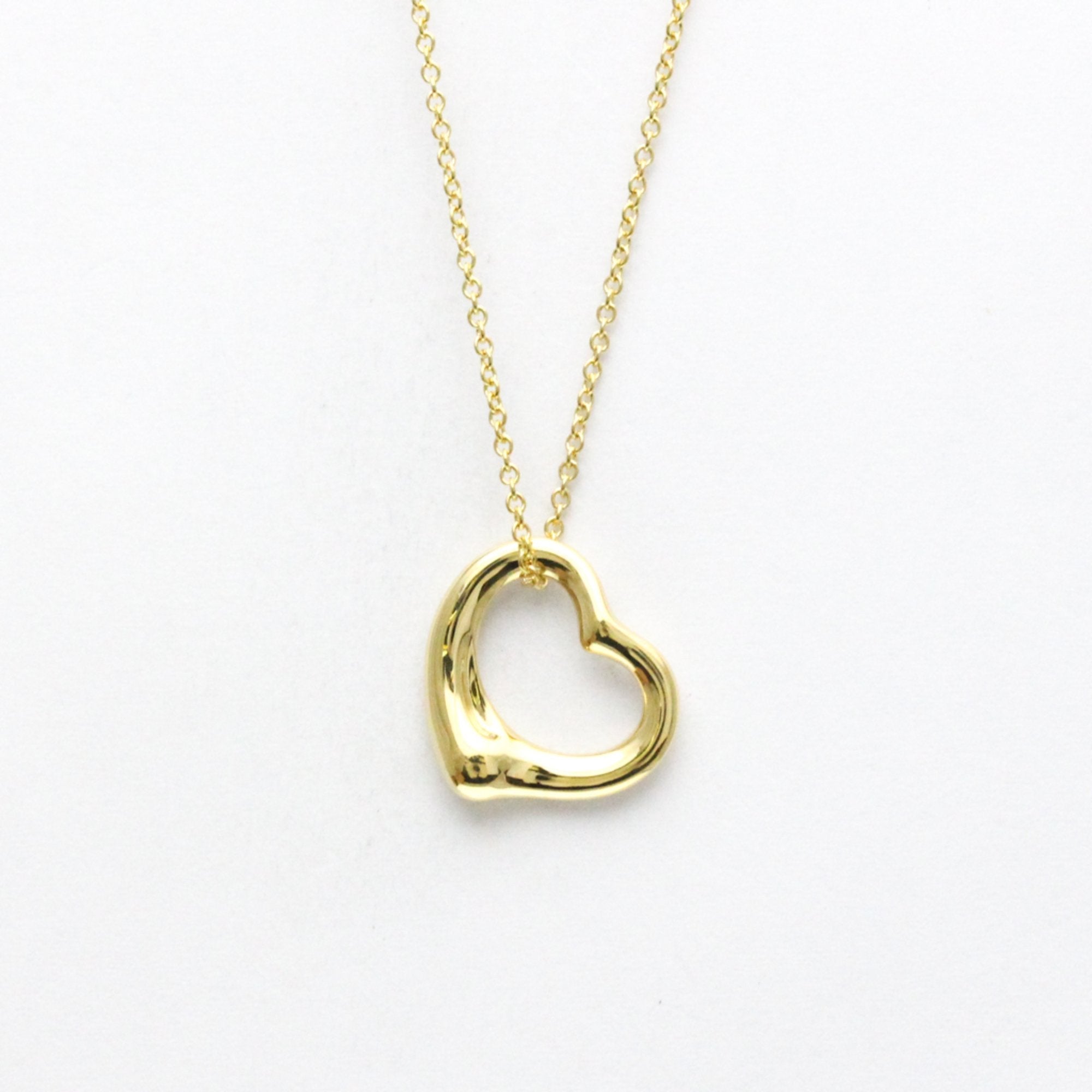 Open Heart Pendant Necklace 18K Yellow Gold 15.5mm