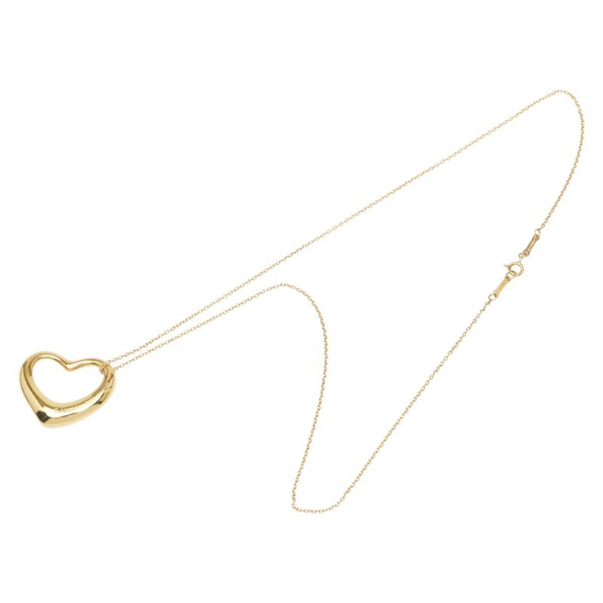 Open Heart Pendant Necklace 18K Yellow Gold 23mm