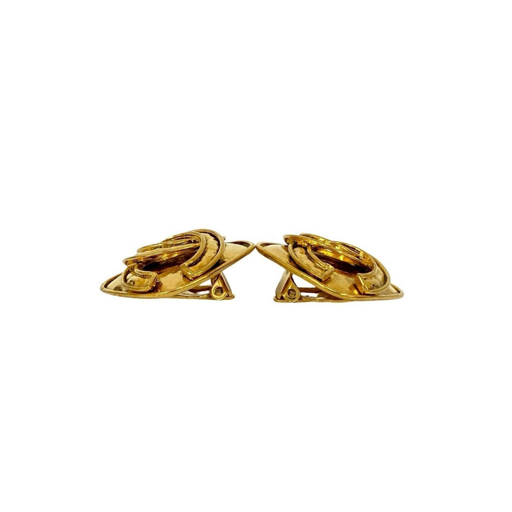 CC Logo Clip-On Earrings Metal Gold-Tone Metal