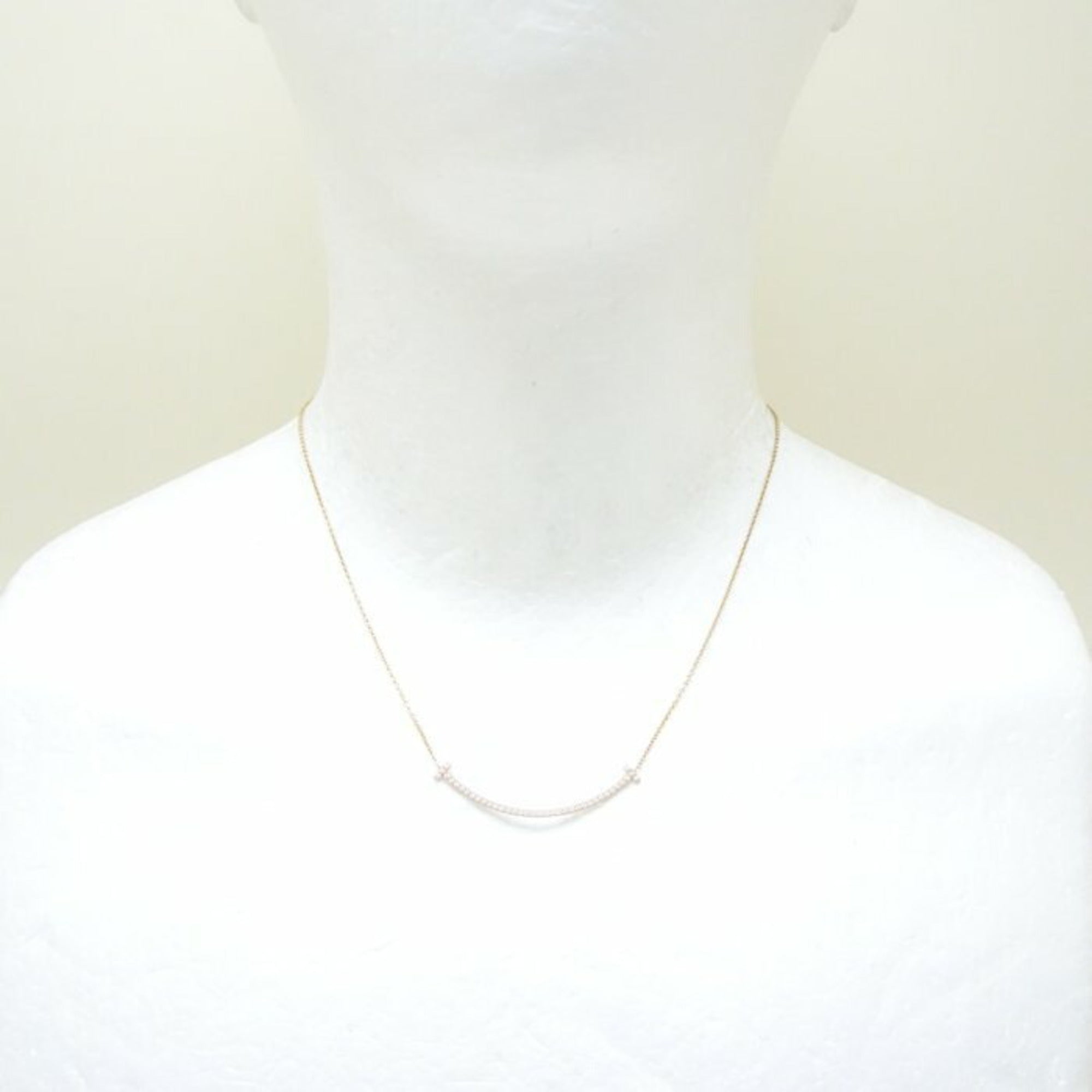T Smile Pendant Necklace 18K Rose Gold with Diamonds