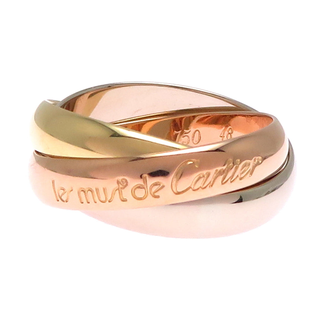 Vendome Louis Cartier Band Ring 18K Tricolor Gold