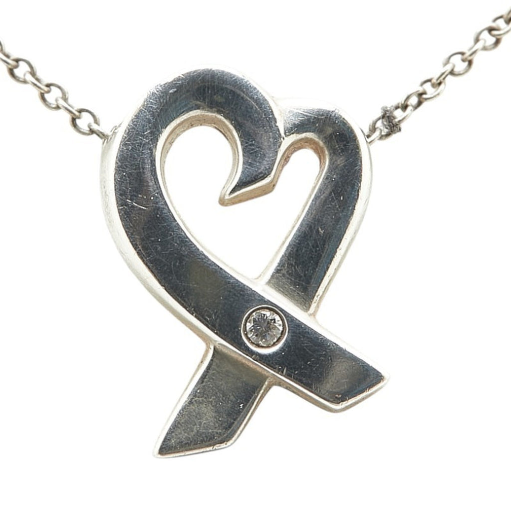 Loving Heart Pendant Necklace Sterling Silver with Diamond