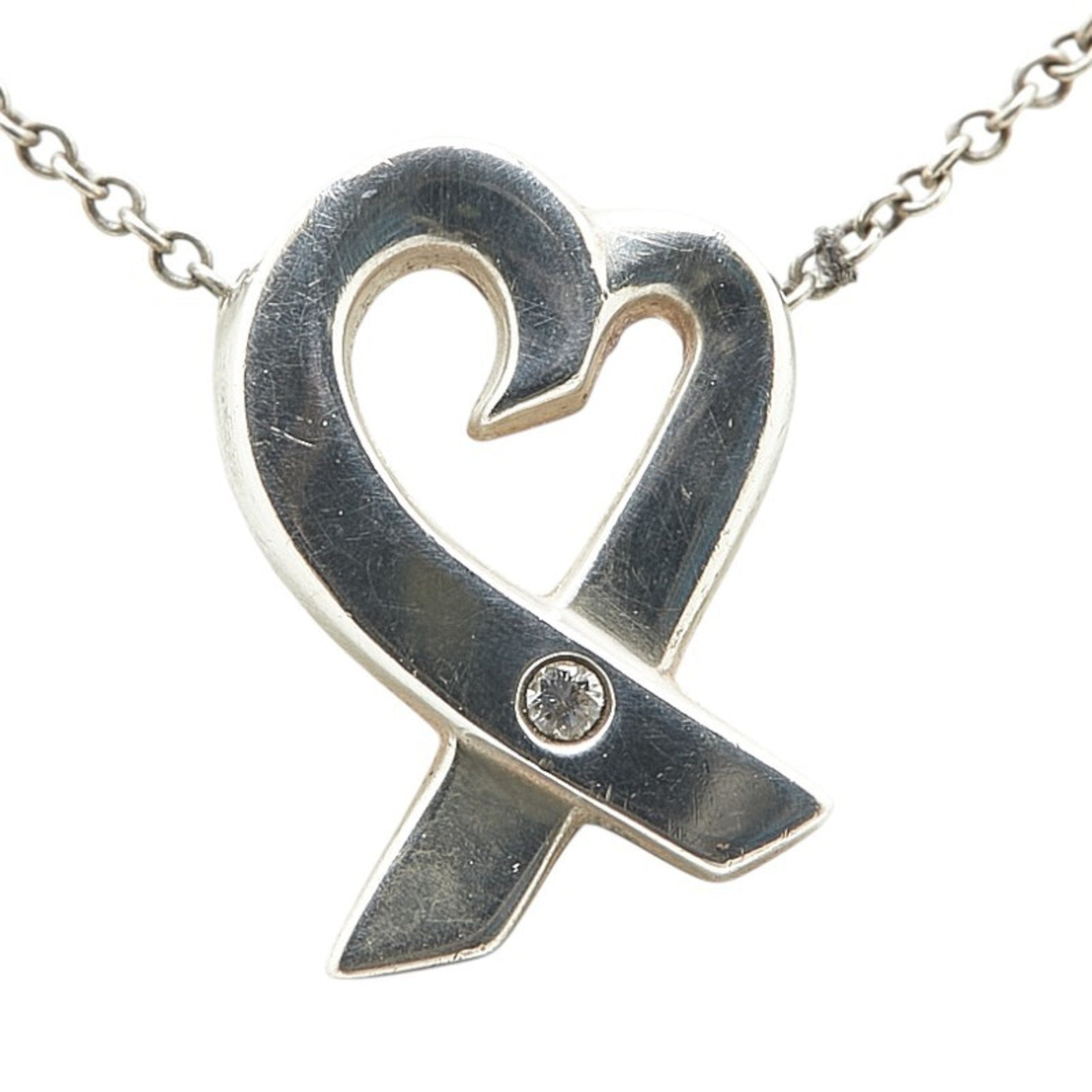 Loving Heart Pendant Necklace Sterling Silver with Diamond