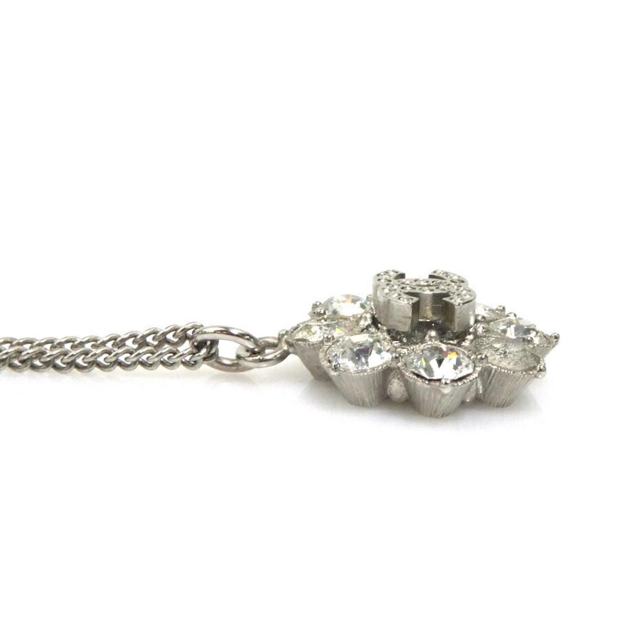 CC Logo Pendant Necklace Silver-Tone Metal