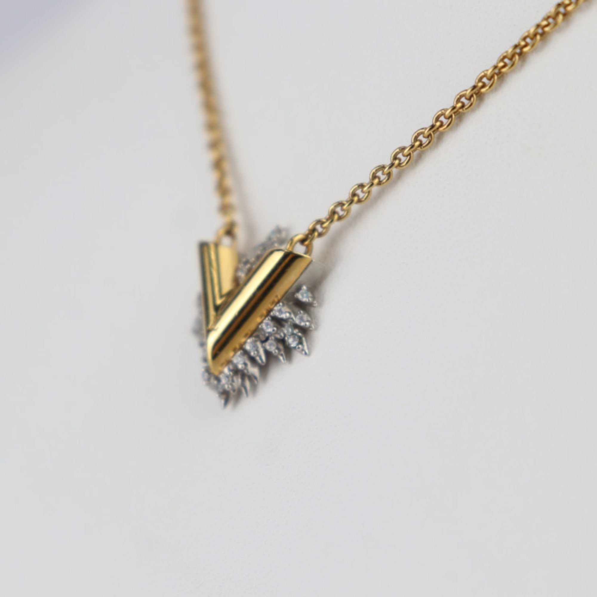 Pendant Necklace Metal and Rhinestone Gold and Silver