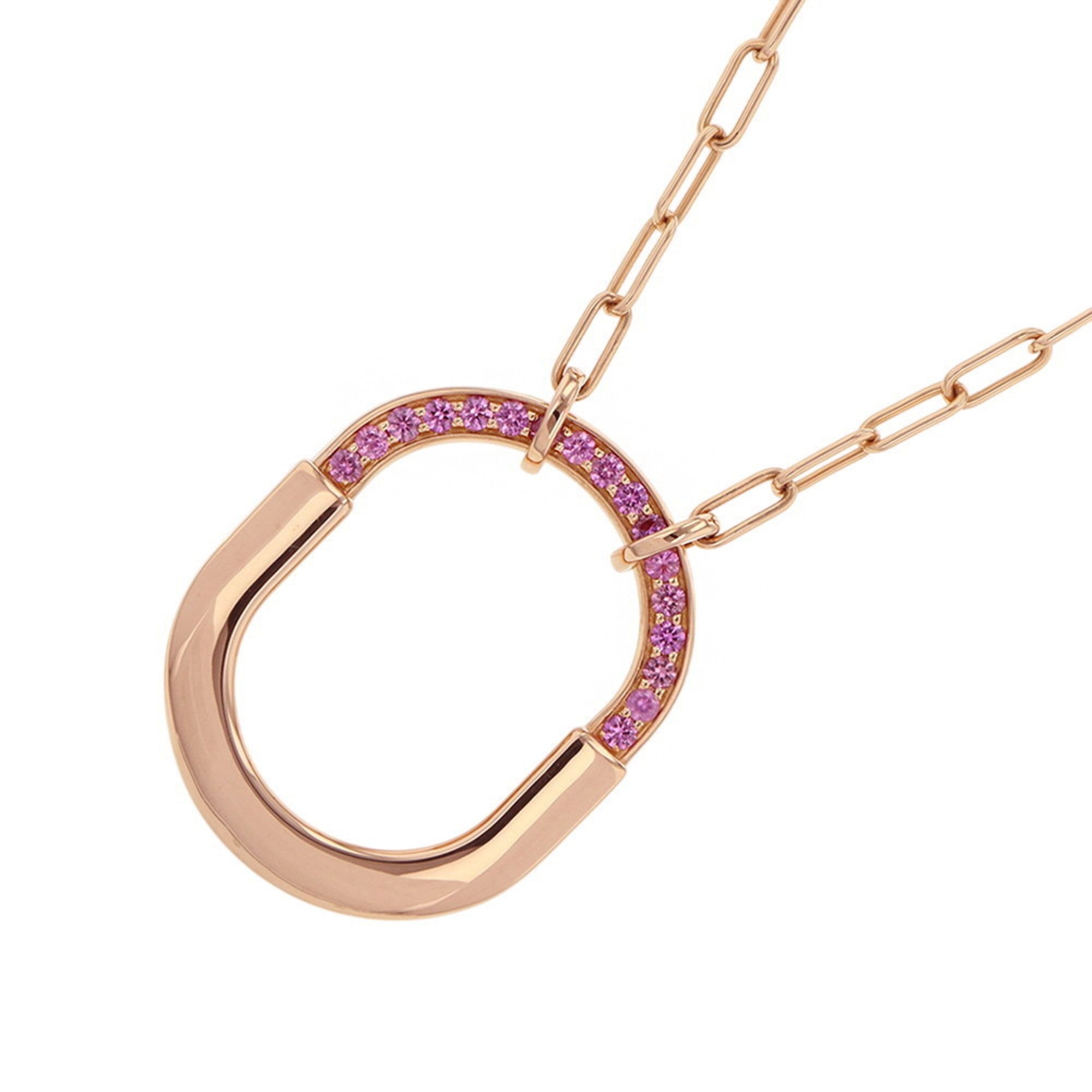 Rock Pendant Necklace 18K Rose Gold With Pink Sapphire 0.42 Carat Medium