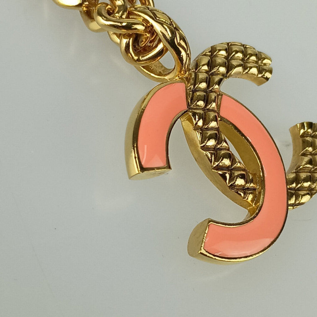 CC Logo Pendant Necklace Gold-Tone Metal