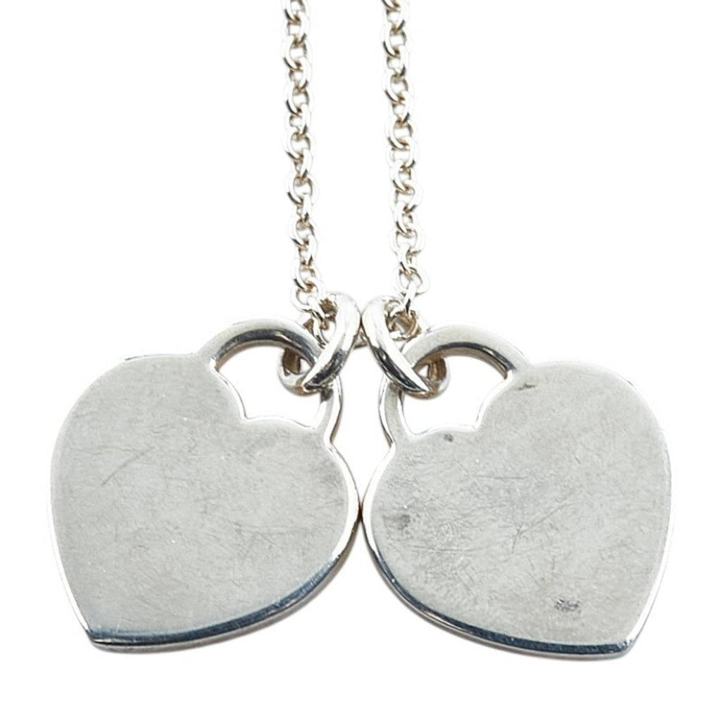 Double Heart Pendant Necklace Sterling Silver