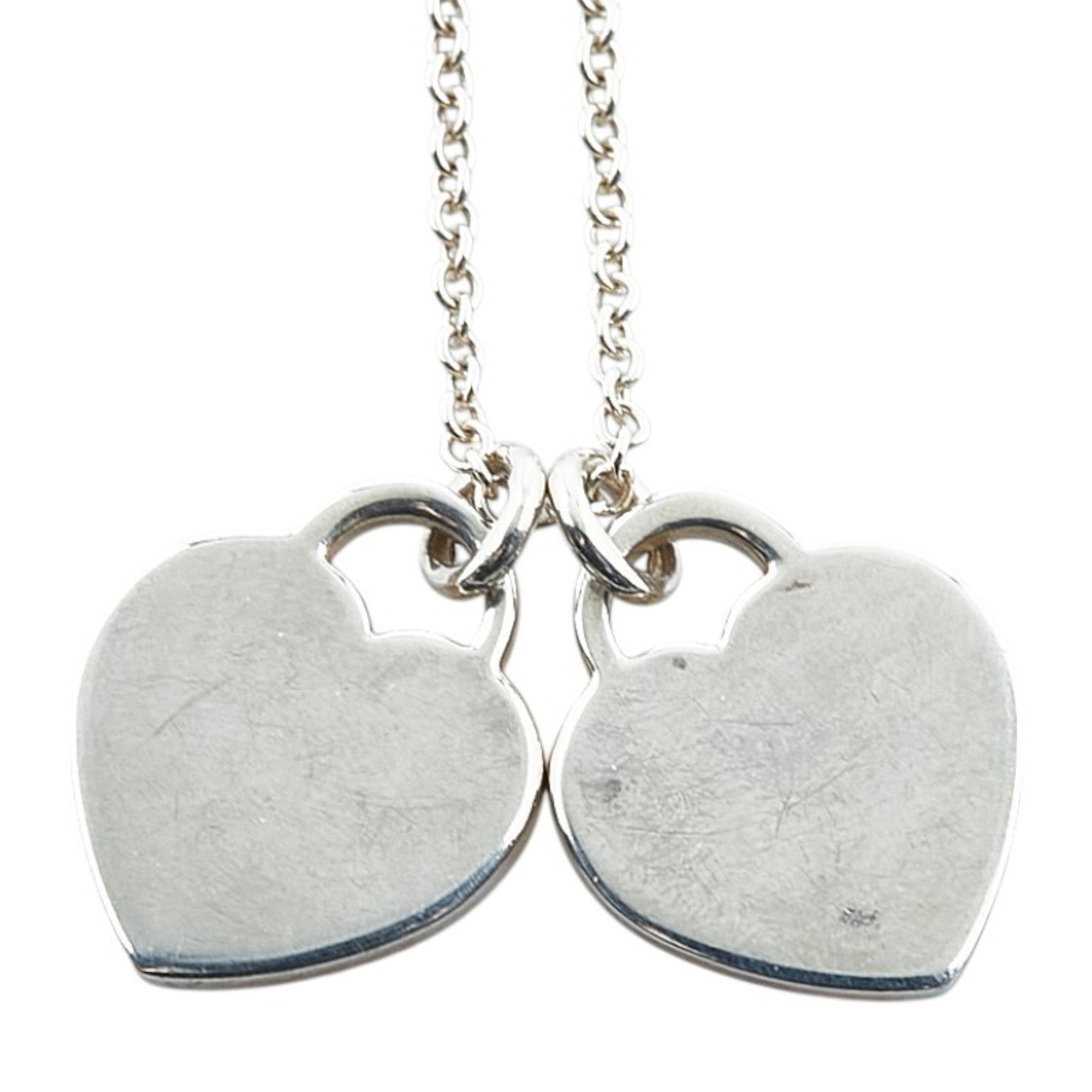 Double Heart Pendant Necklace Sterling Silver
