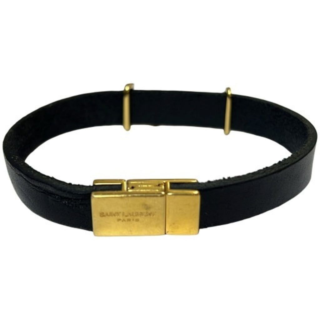 Bracelet Black Leather and Gold