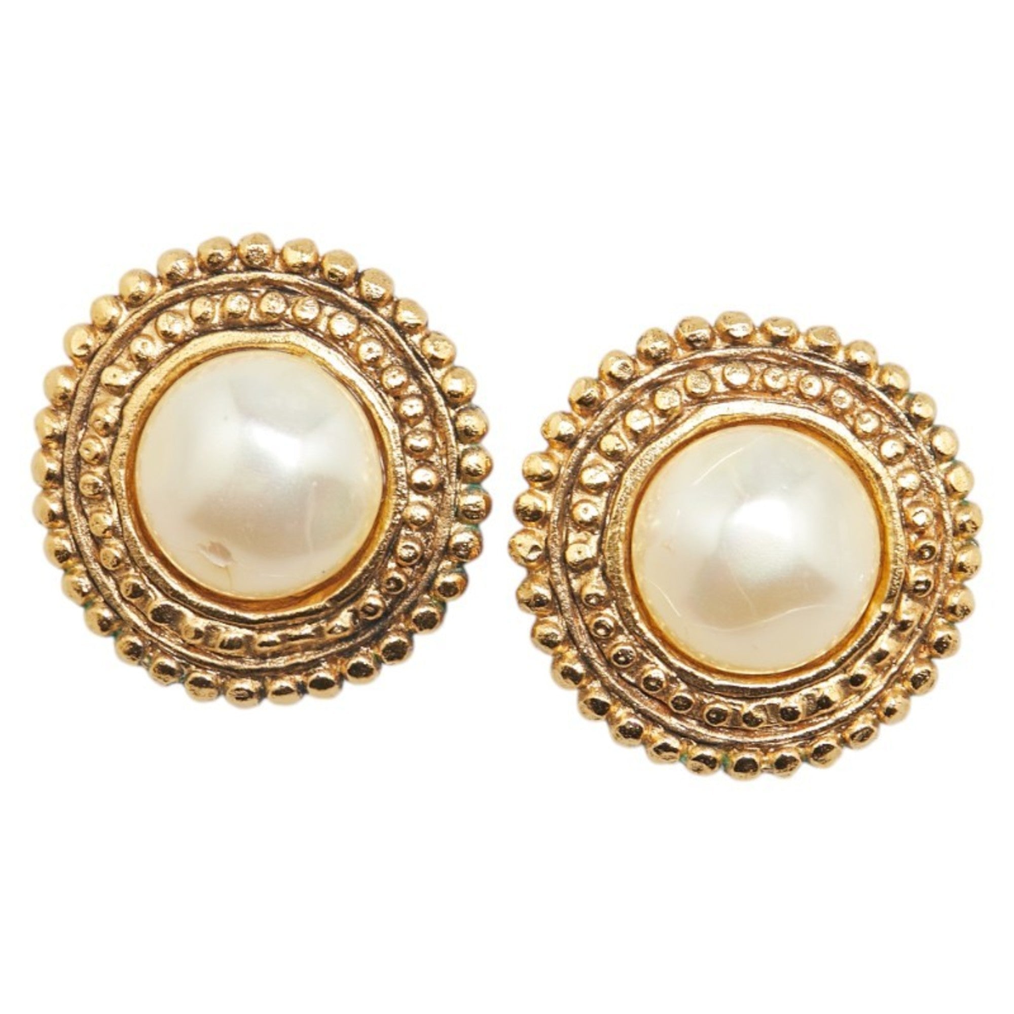 Earrings Pearl Gold-Tone Metal