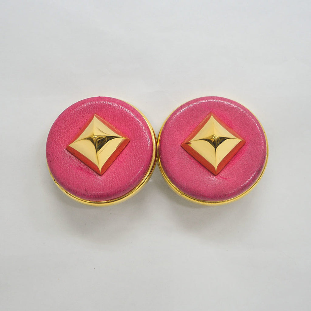 Medor Earrings Leather and Metal Magenta