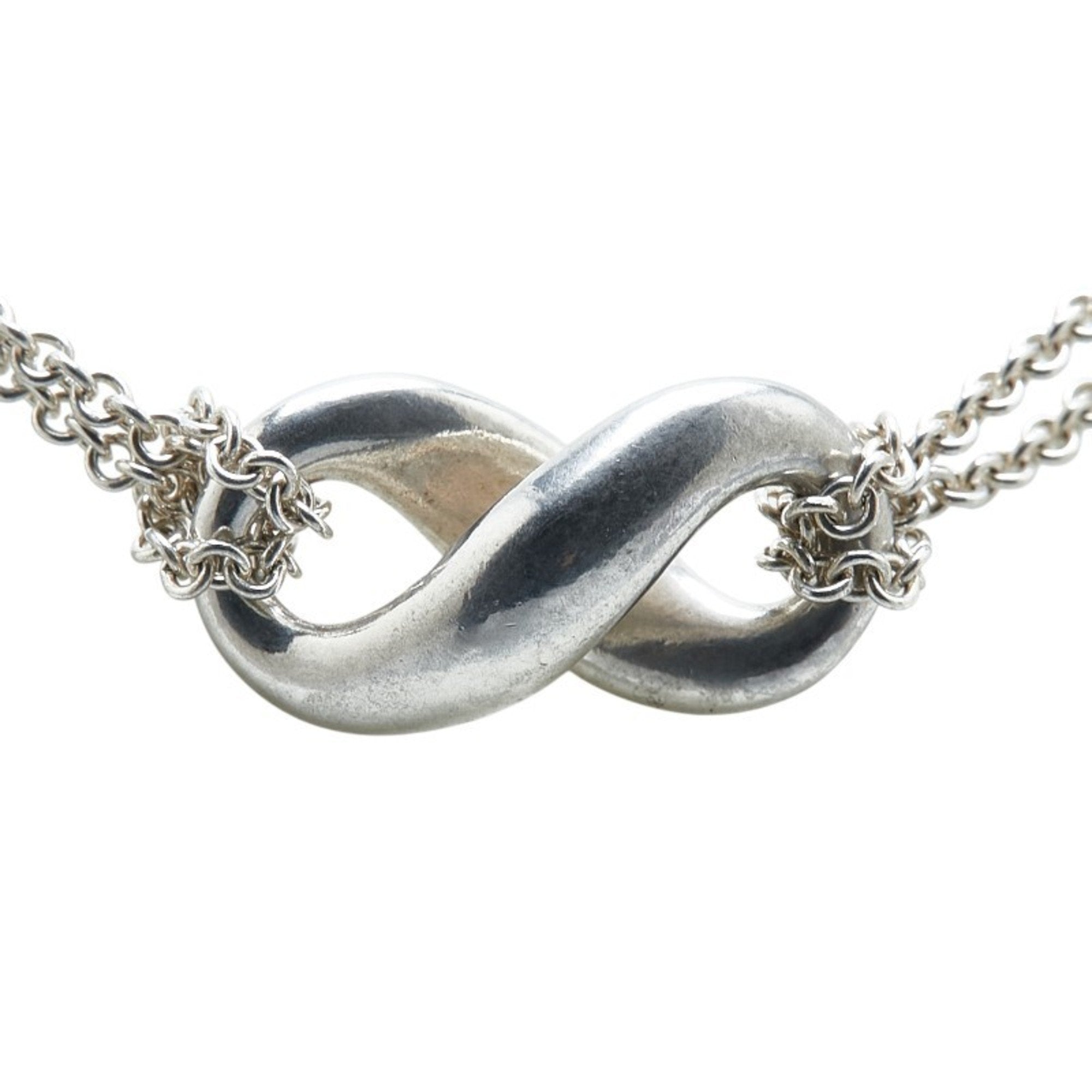 Figure Eight Pendant Necklace Sterling Silver Double Chain