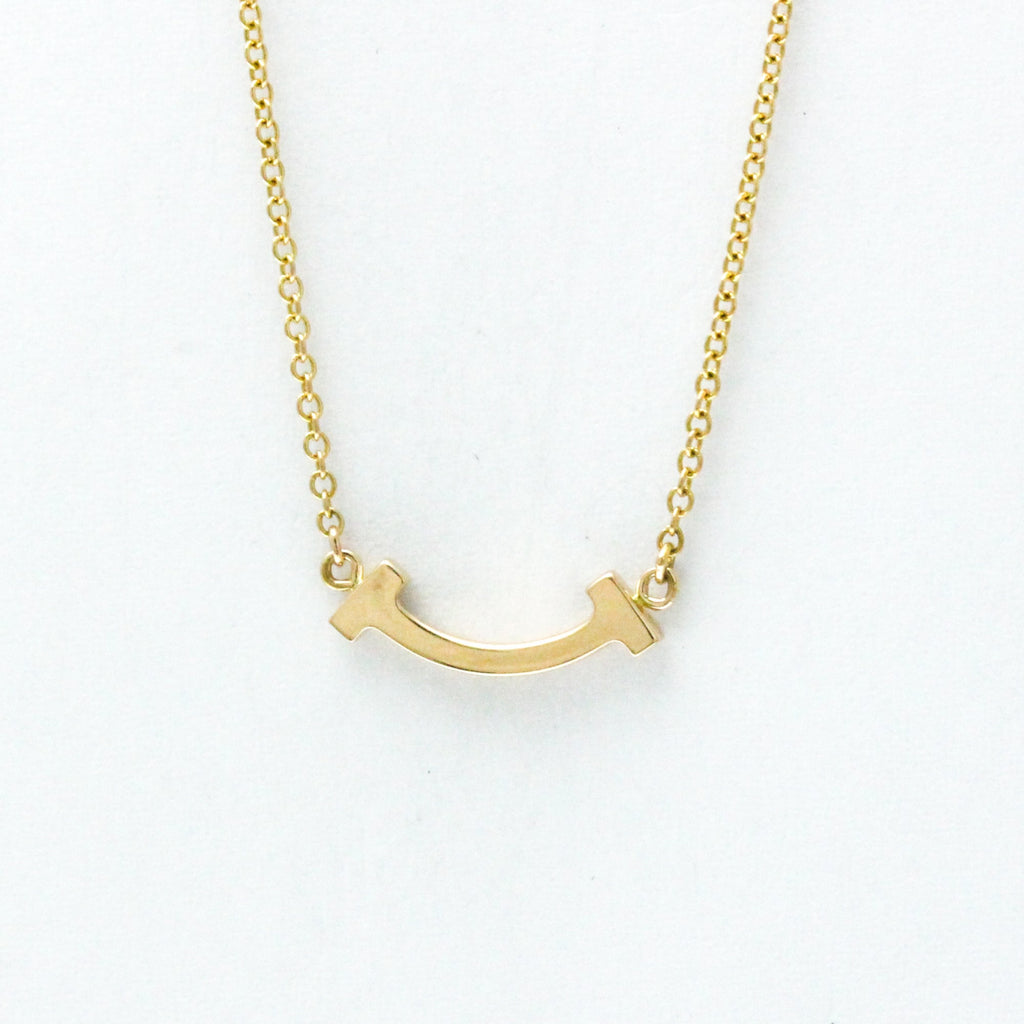 T Smile Mini Pendant Necklace 18K Rose Gold with Diamonds