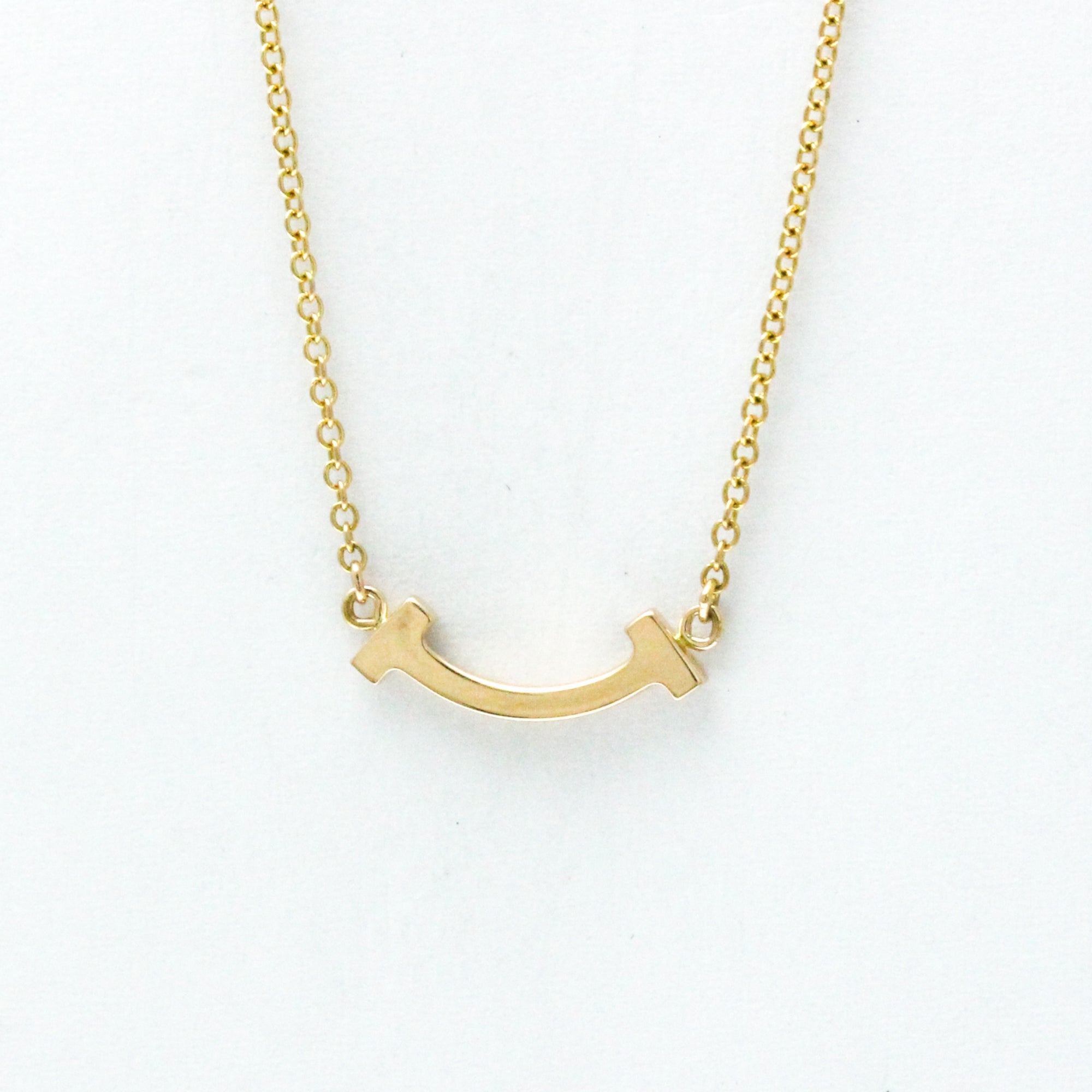 T Smile Mini Pendant Necklace 18K Rose Gold with Diamonds