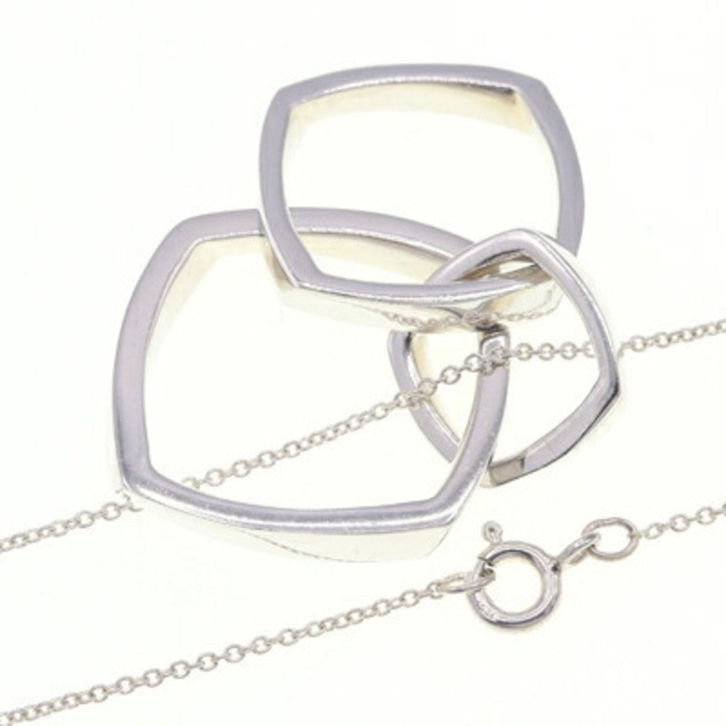 Pendant Necklace Sterling Silver Triple Torque Narrow Square