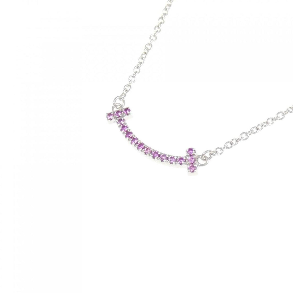 T Smile Mini Pendant Necklace 18K White Gold