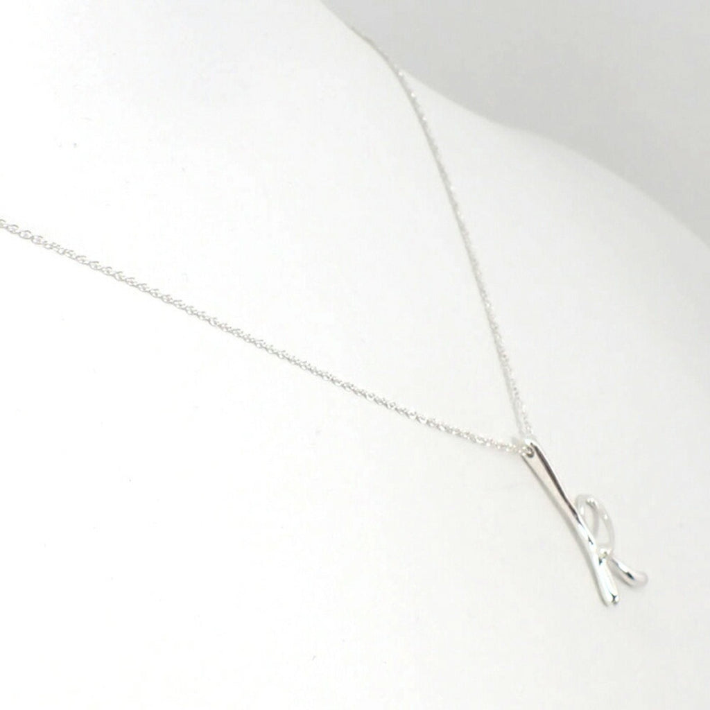 Initial K Pendant Necklace Sterling Silver