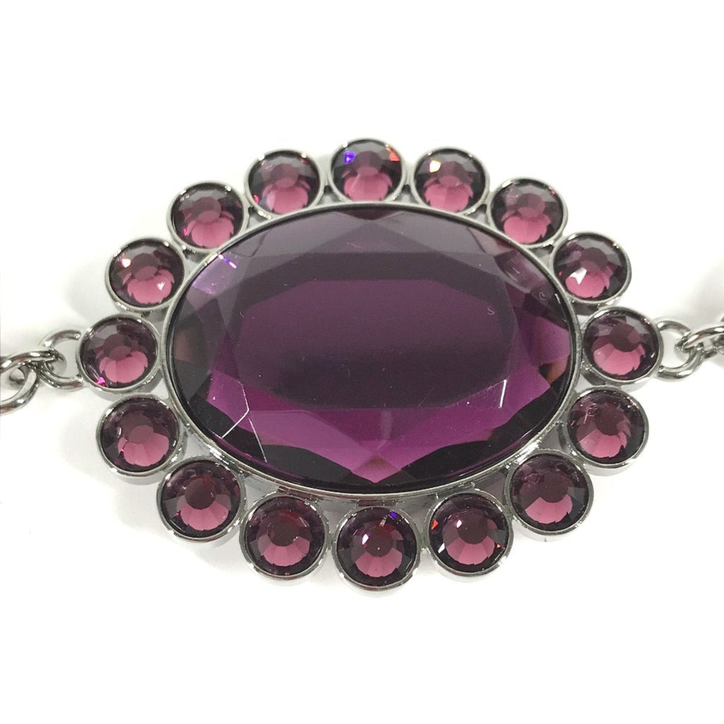 Pendant Necklace Metal Purple and Silver