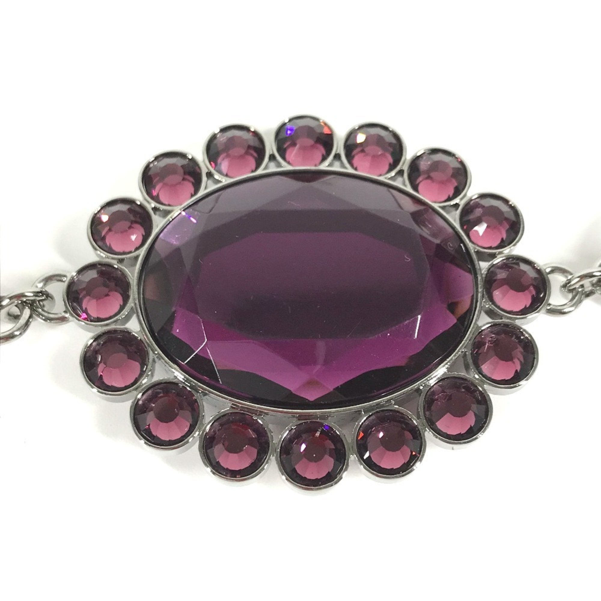 Pendant Necklace Metal Purple and Silver