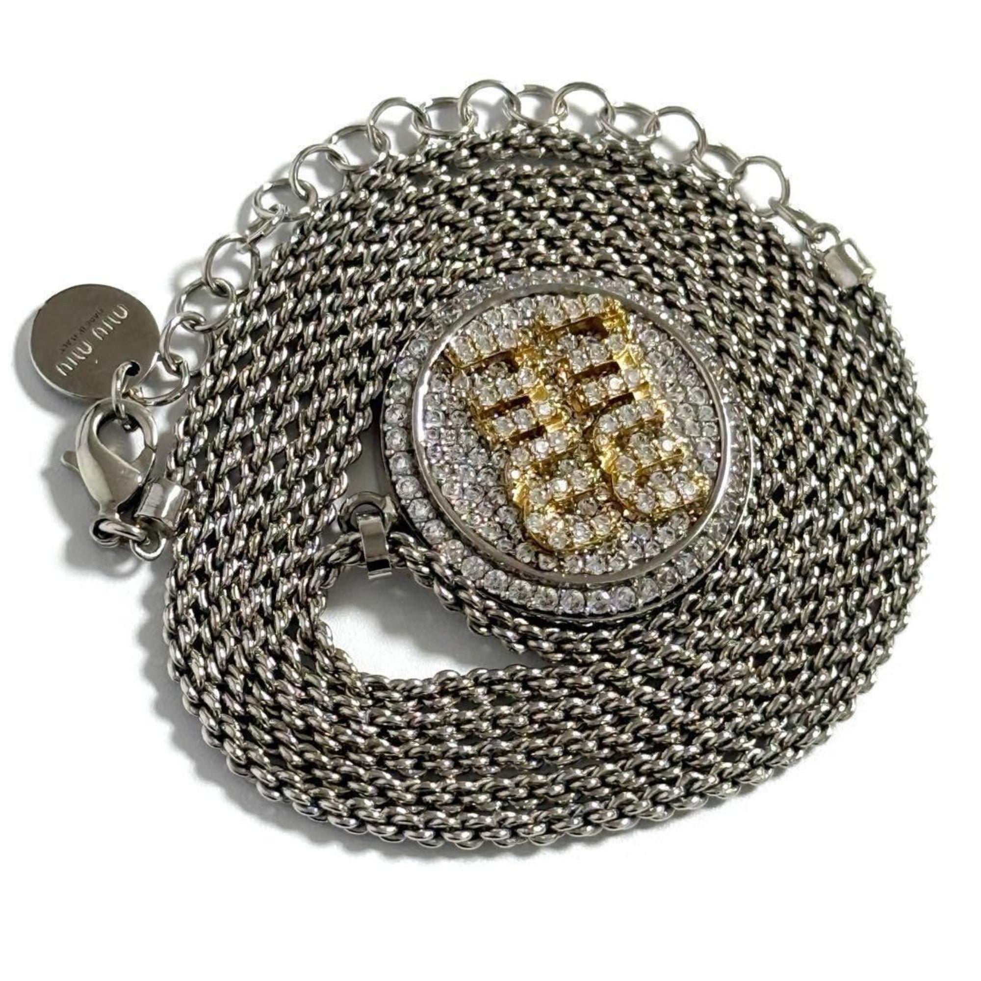 Pendant Necklace Metal and Rhinestone