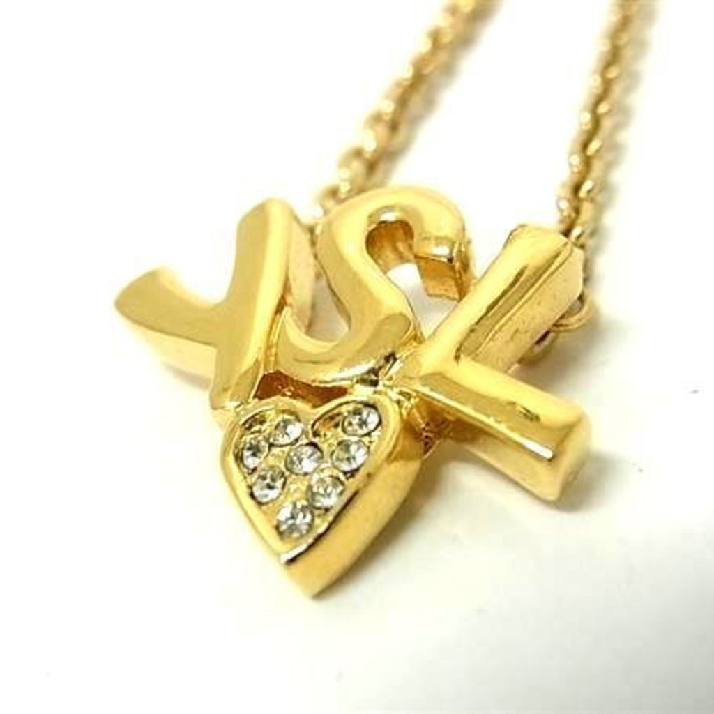 Pendant Necklace Metal Gold with Rhinestone