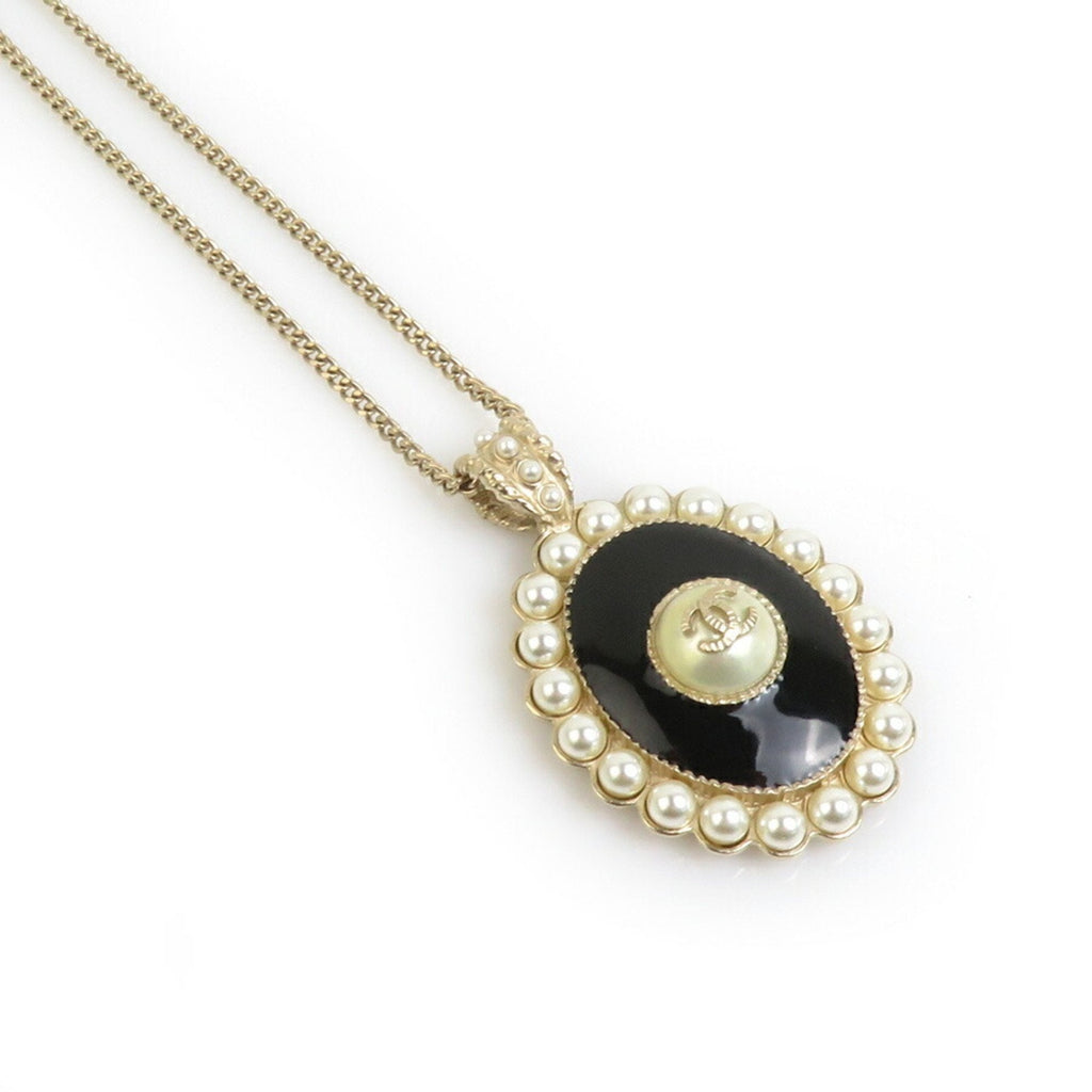 CC Logo Pendant Necklace Gold-Tone Metal