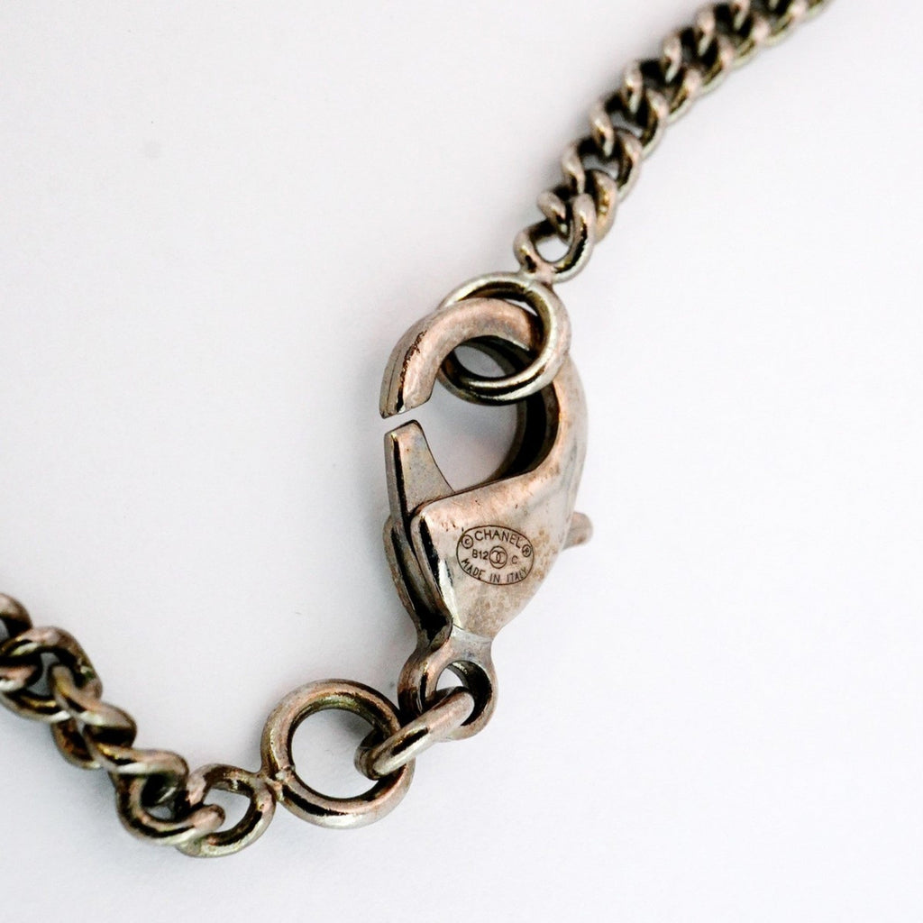 CC Logo Pendant Necklace Silver-Tone Metal