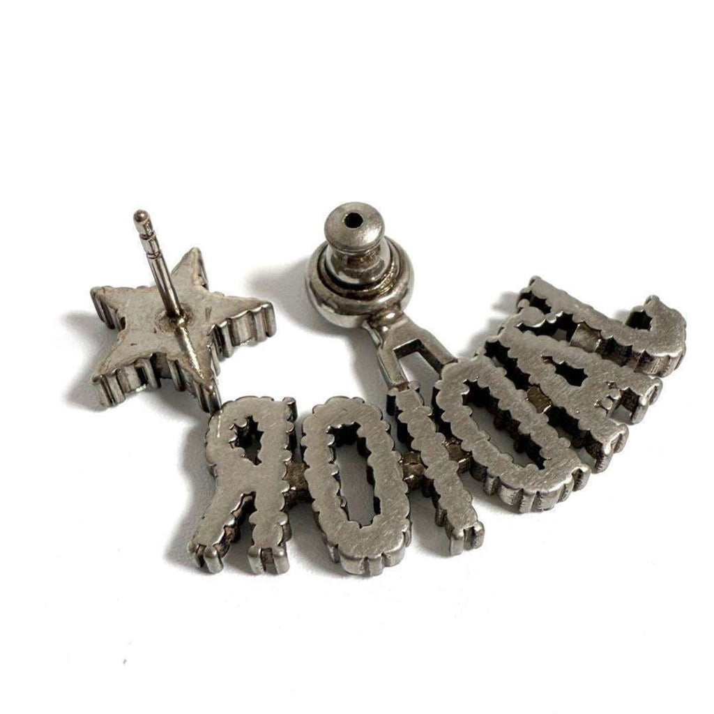 Earrings Metal and Rhinestone