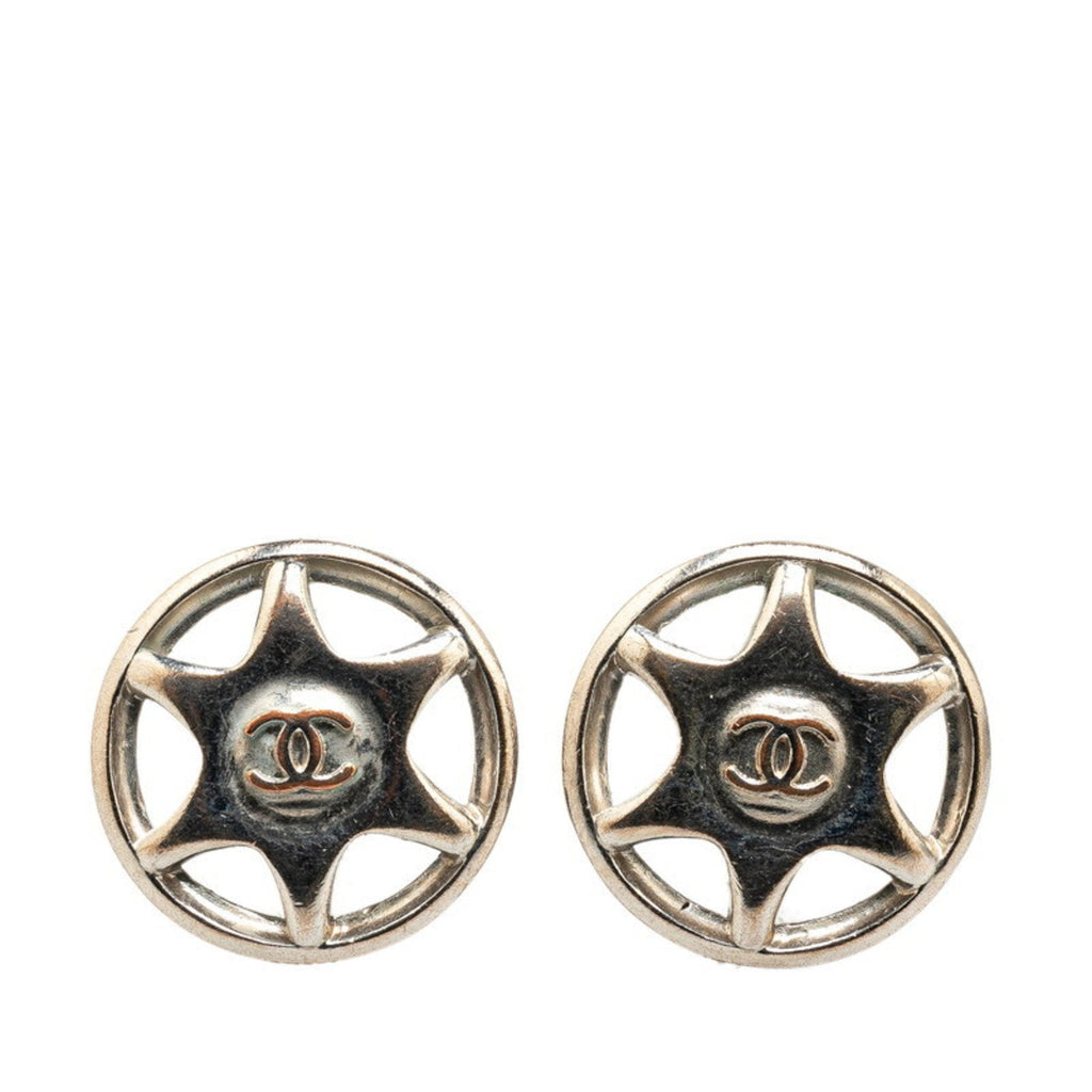 CC Logo Clip-On Earrings Silver-Tone Metal Silver-Tone Metal