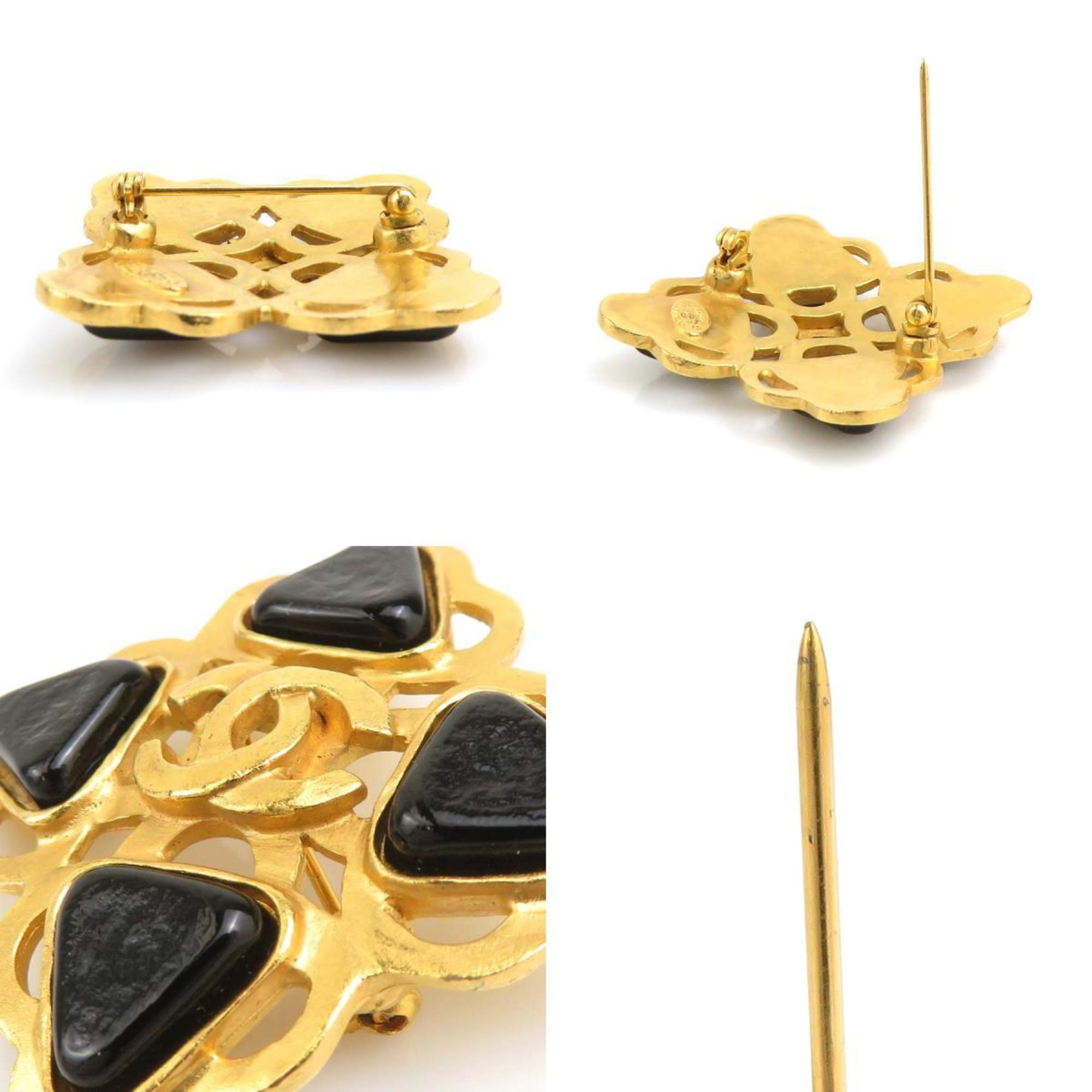 CC Logo Brooch Gold-Tone Metal