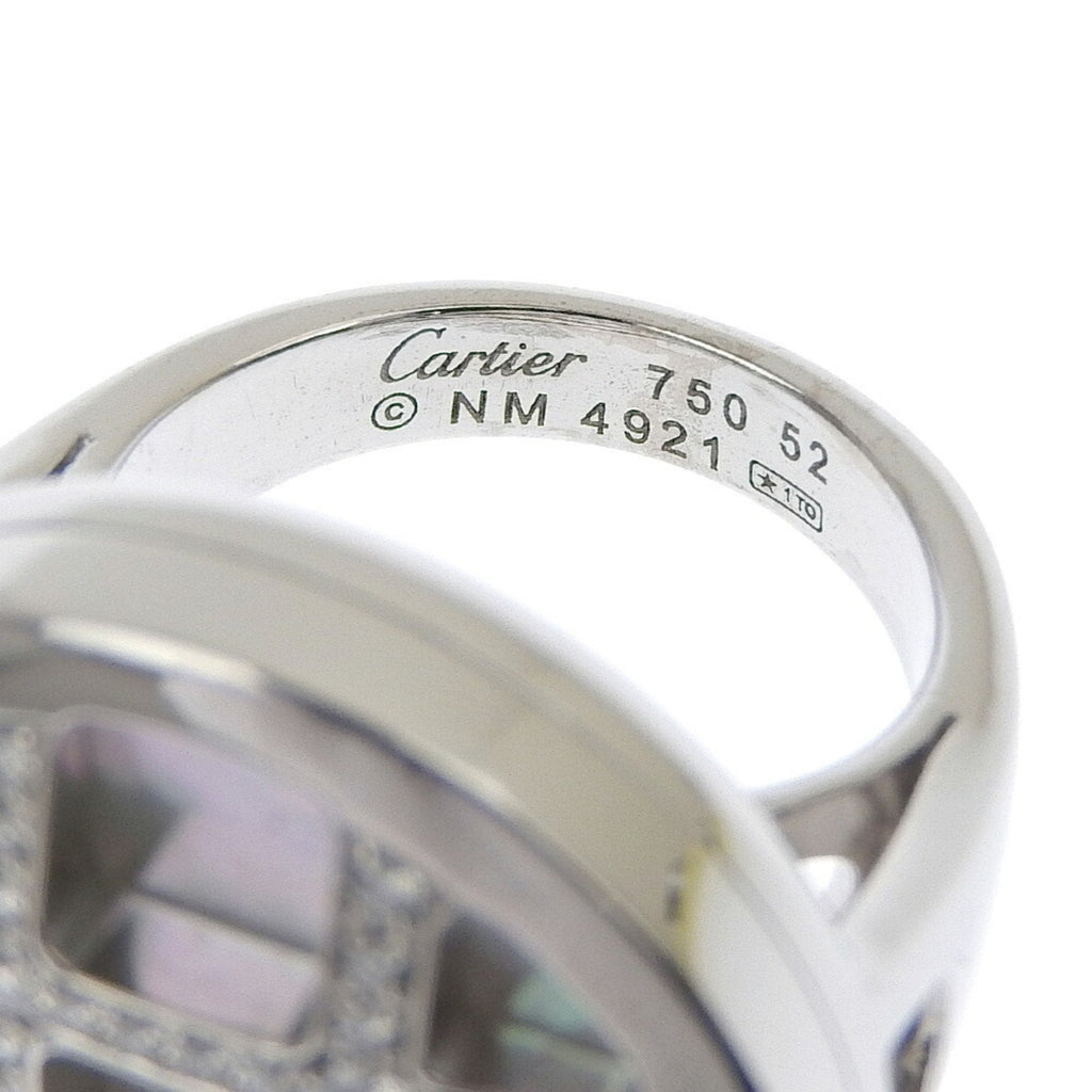 Band Ring 18K White Gold with Diamond and Shell