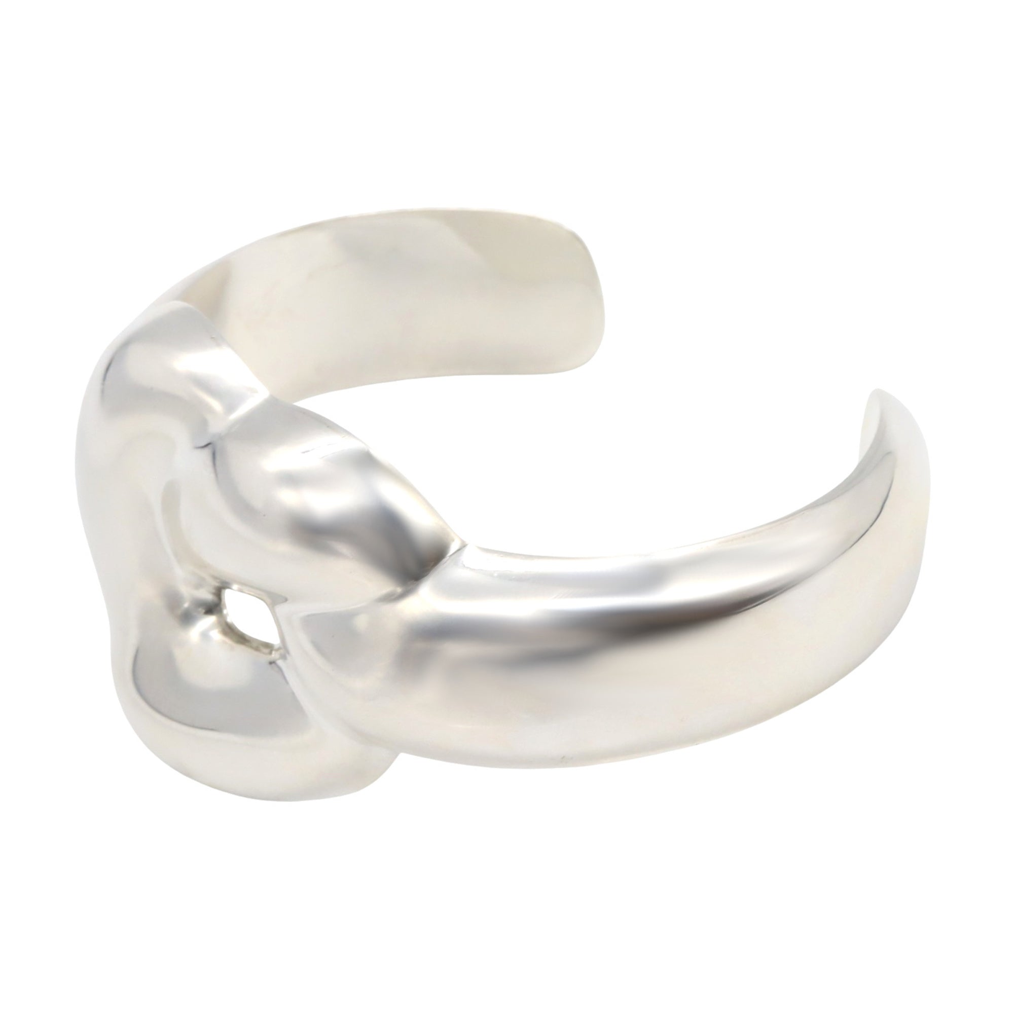 Wide Knot Bone Cuff Bracelet Sterling Silver