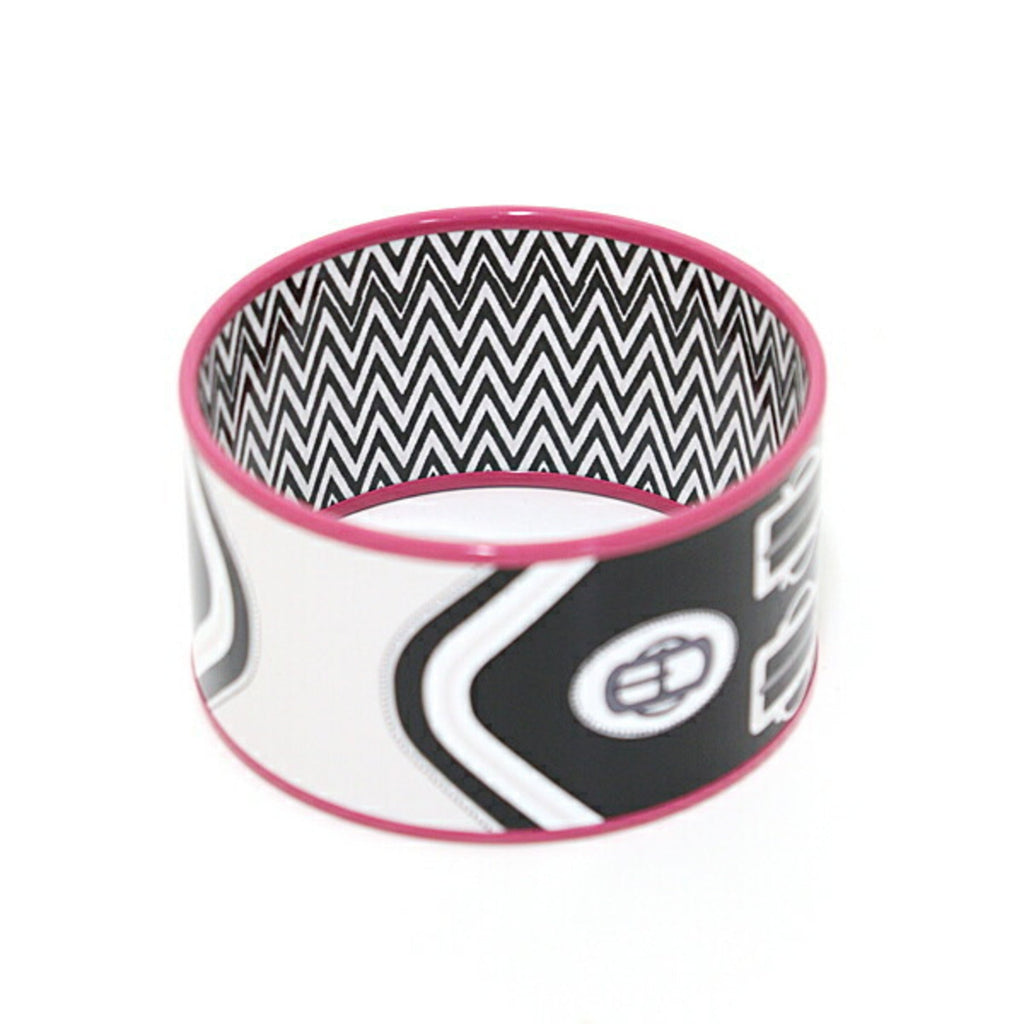Enamel Buckle Bracelet Black Pink White Large