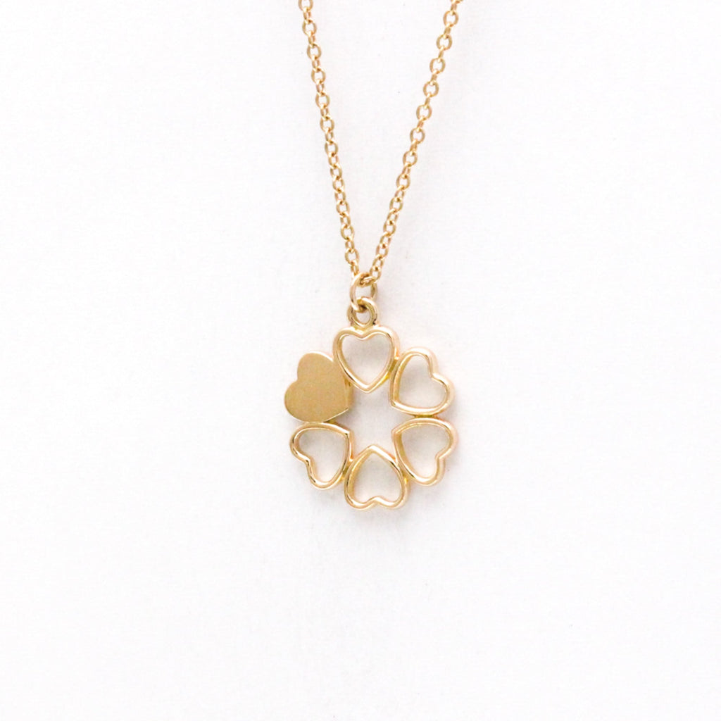 Crown Of Hearts Pendant Necklace 18K Rose Gold