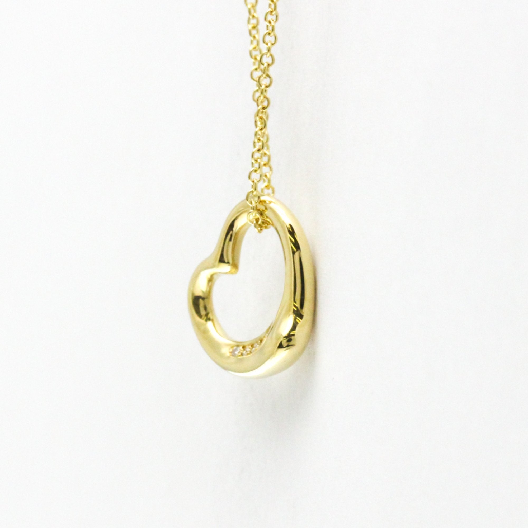 Open Heart Pendant Necklace 18K Yellow Gold 14.5mm