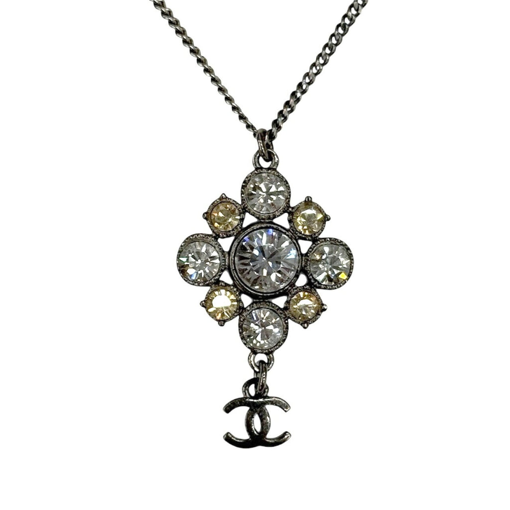 CC Logo Pendant Necklace Silver-Tone Metal