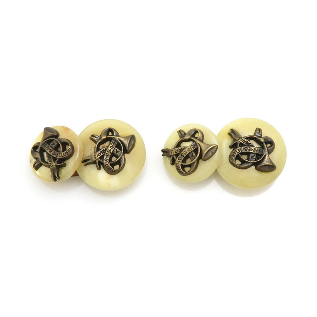 Cufflinks Metal Beige and Gold with Shell Bracelet