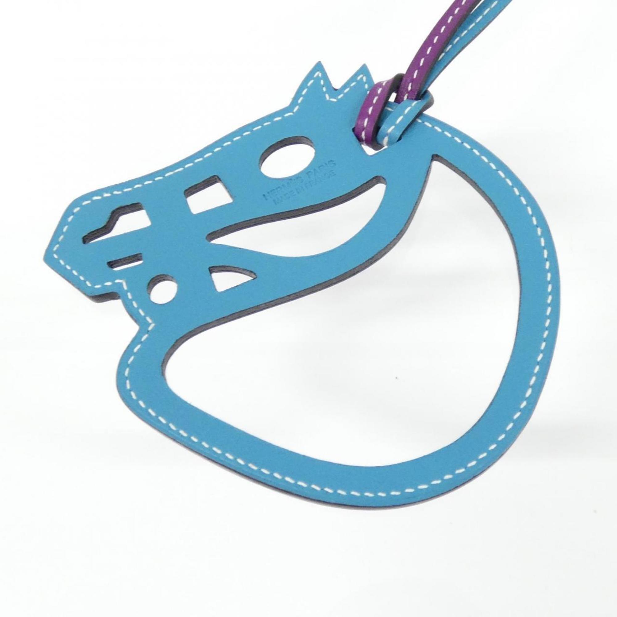 Handbag Charm Swift Leather Anemone and Turquoise